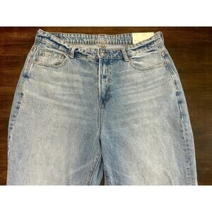 American Eagle Outfitters Washed Blue Wide-Leg Jeans